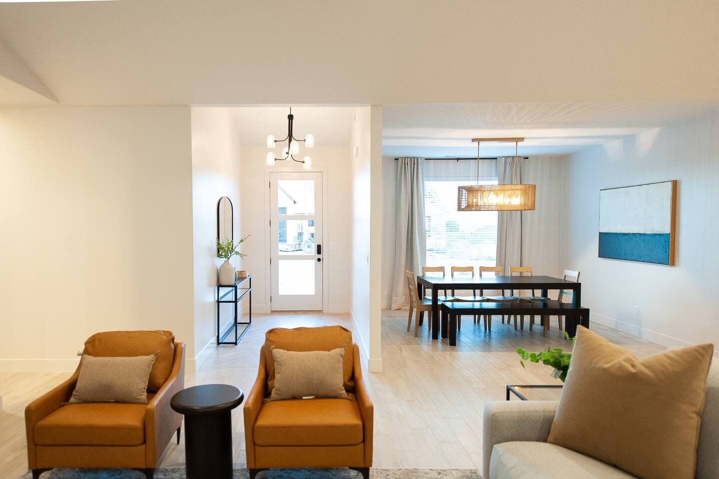 Entry, sitting area and dining room