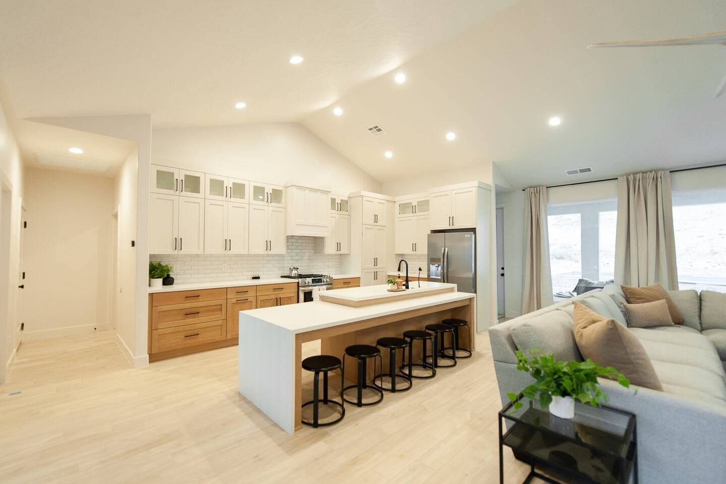 Kitchen with island and bar seating
