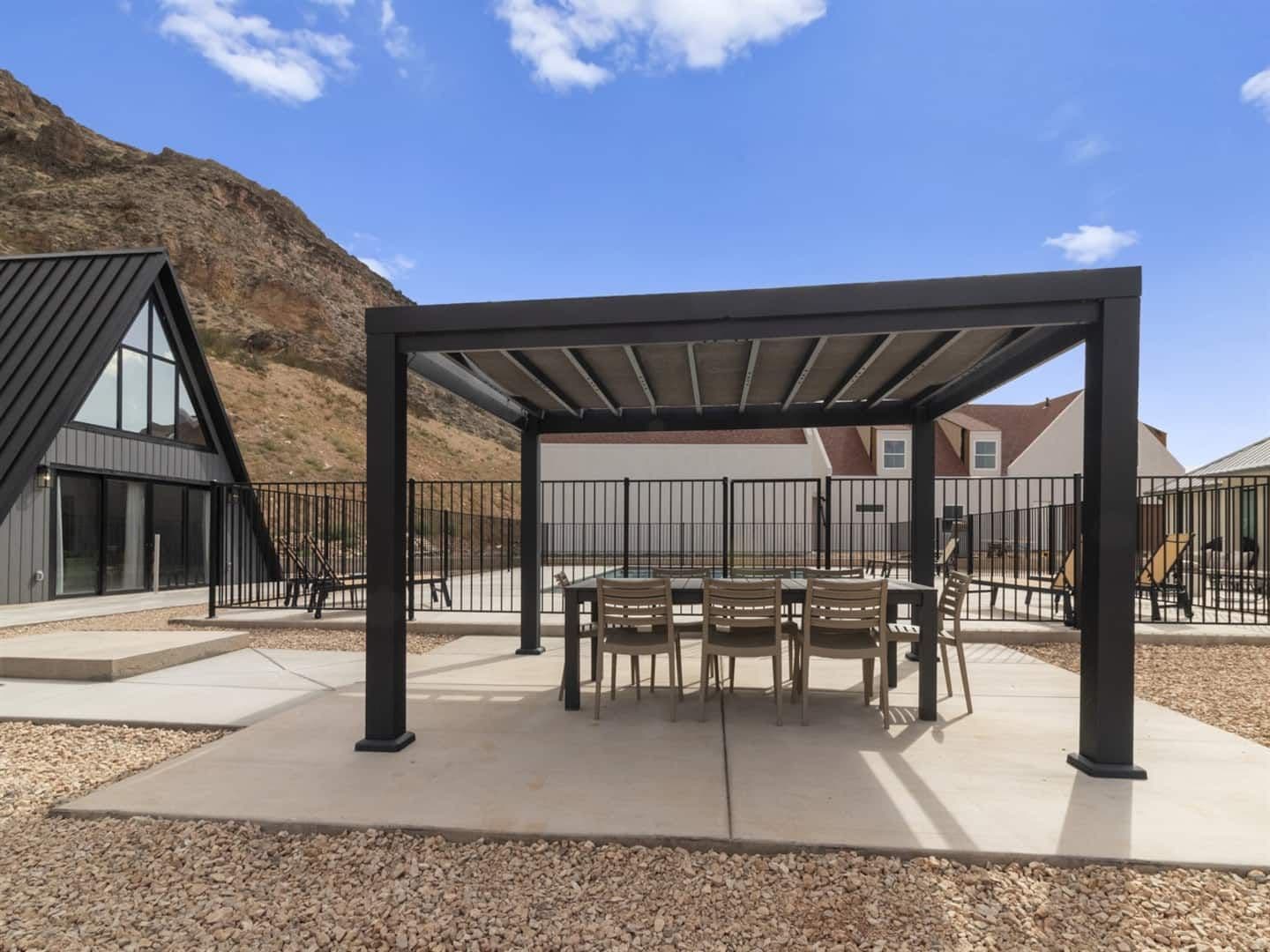 Covered Pergola Poolside Dining